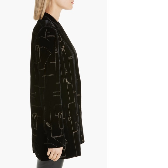 $998 Lafayette 148 Sivan Embellished Velvet Blazer In Black in M - Picture 6 of 10